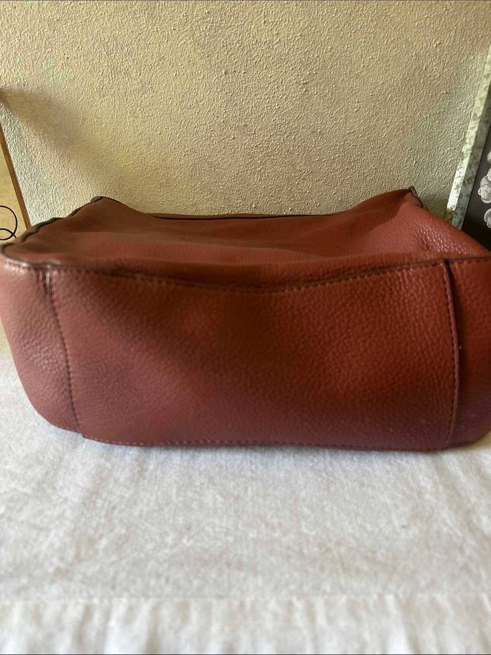 Michael Kors Rust Brown Raven Leather Shoulder Bag with Gold Accents - Picture 3 of 5